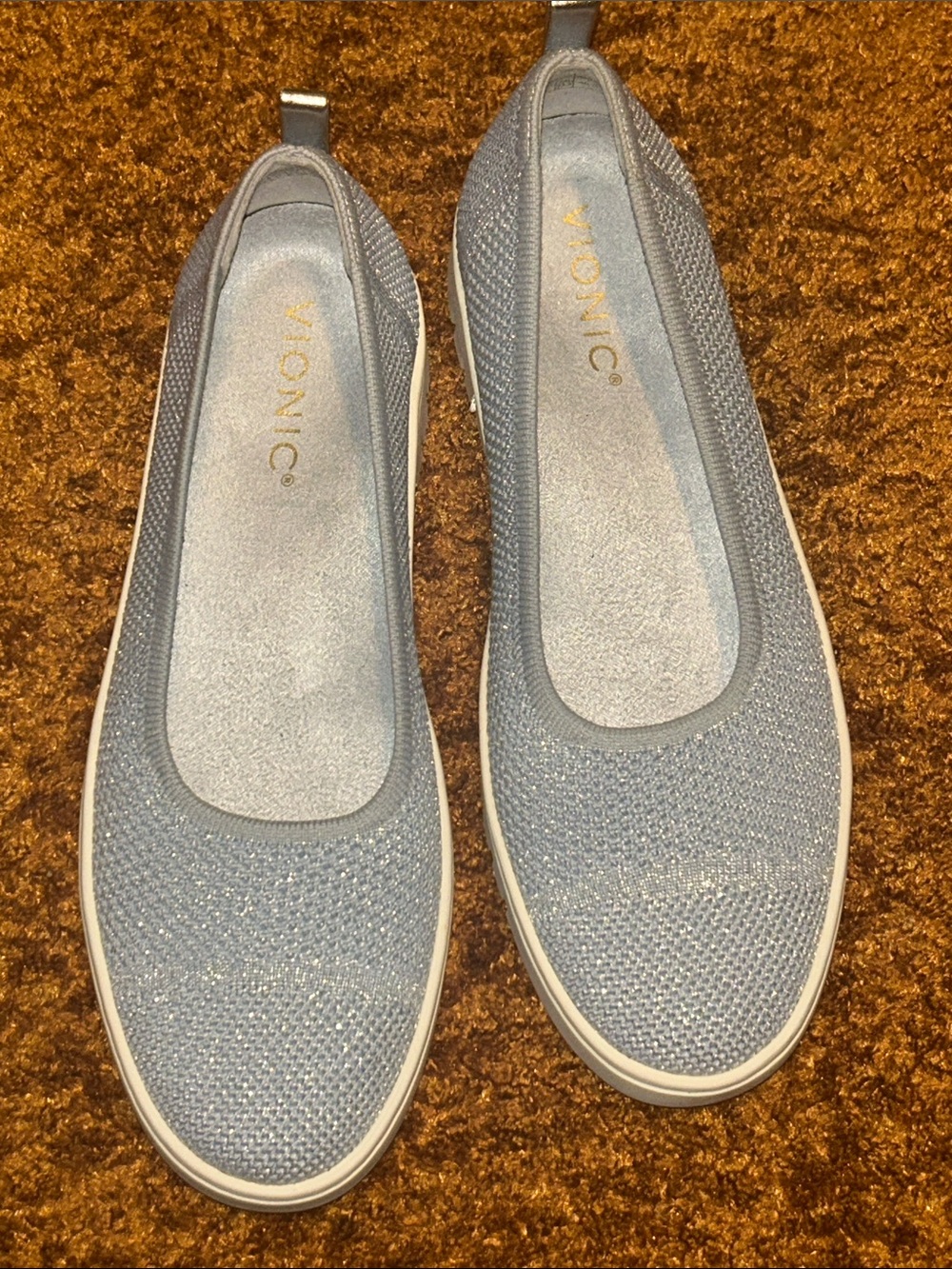 Vionic Light Blue Knit Slip-On Flats
